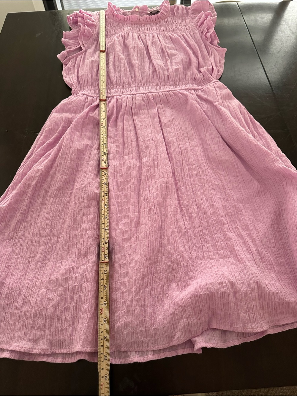 J. Crew Factory Gauzy Lavender-Pink Ruffle Sleeve Midi Dress Sz L - Picture 7 of 7